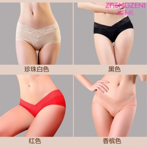 AB-001  政泽妮 兰精 莫代尔 内裤 性感蕾丝 V腰 磁疗石 保健 柔棉 内裤