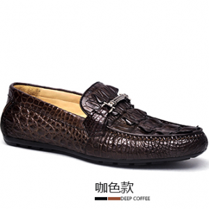 LA-1602 政泽妮 鳄鱼皮豆豆鞋真皮男鞋夏季休闲平底驾车鞋真皮软底懒人鞋