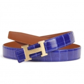 F-A-1102 政泽妮 整条无拼接 美洲鳄鱼肚皮腰带 男士鳄鱼光面皮带