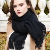 AF-201 政泽妮  女 秋冬季 纯色 加厚 围脖 长款 大披肩 两用 百搭 羊毛围巾