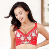 AA-507 政泽妮 无钢圈 薄杯 牛奶纤维 氨基酸 加高测比 能量石聚拢收副乳V型抹胸设计刺绣 高腰内裤 美肤面料收腰提臀设计 文胸 套装